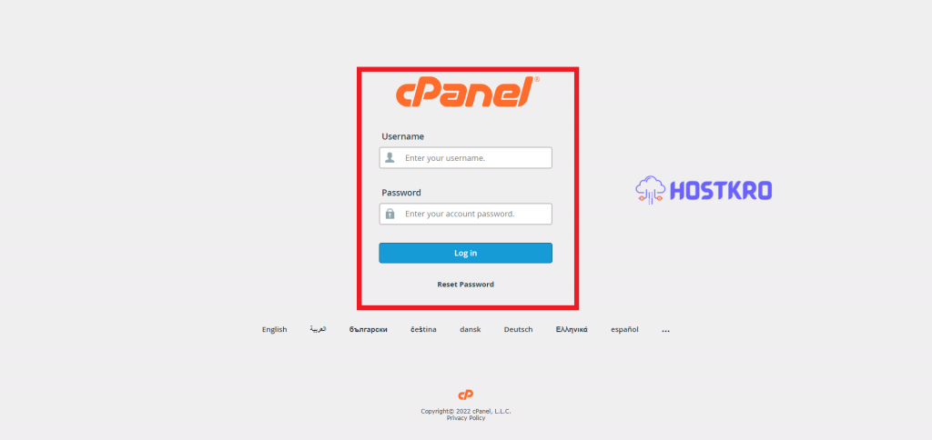 cpanel-login-page