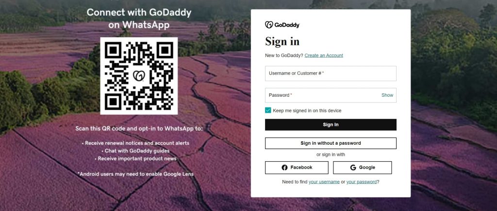 godaddy-login-page