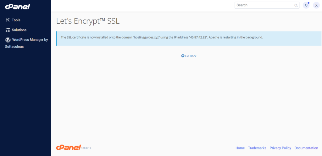sucessfully installed free ssl certifcate
